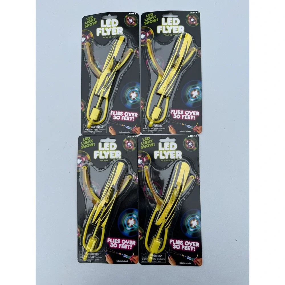 LED Flying Toy Battery Included Flies Over 30 Ft YELLOW (LOT Of 4)